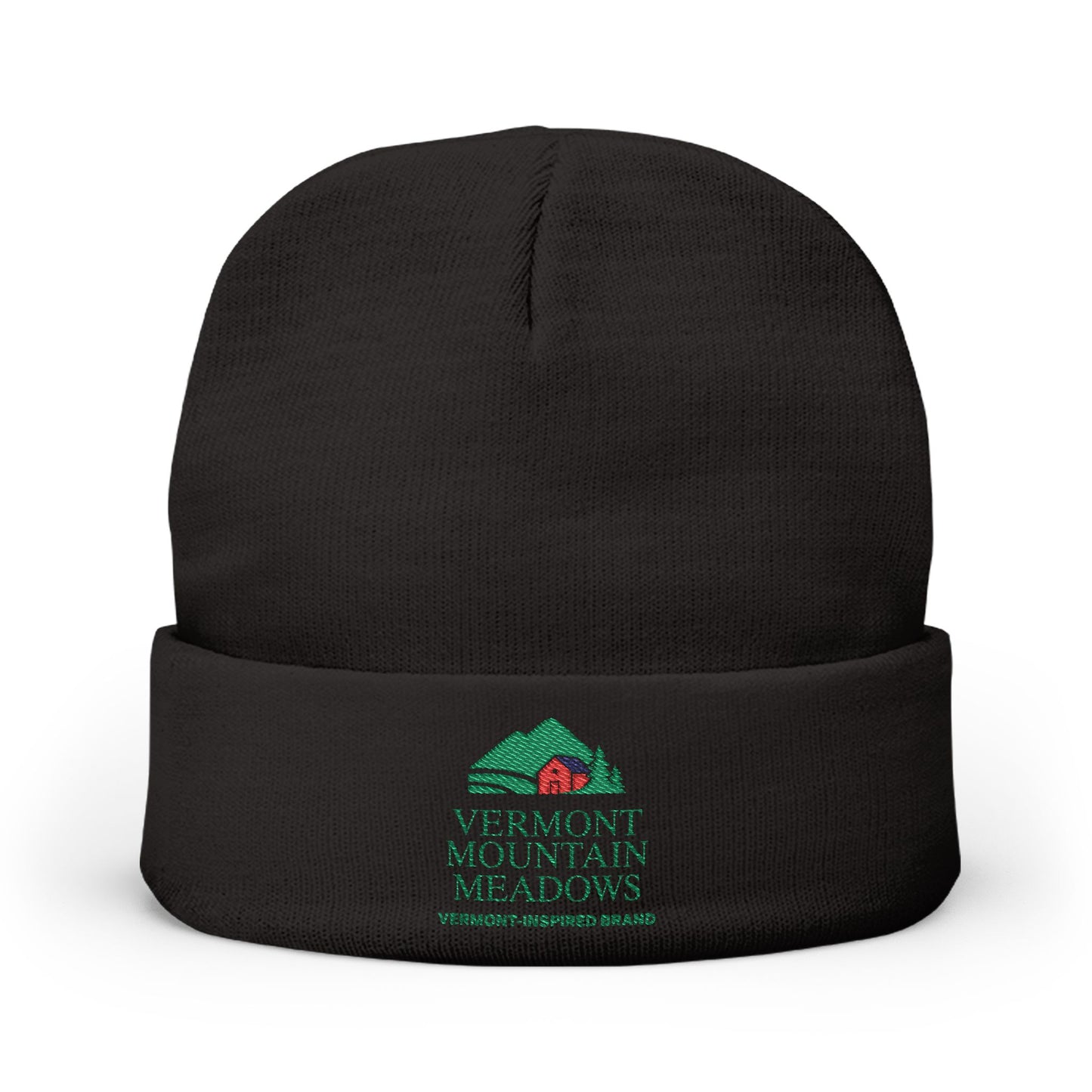 Vermont-Inspired Embroidered Knit Beanie — Winter Ski & Hiking Hat