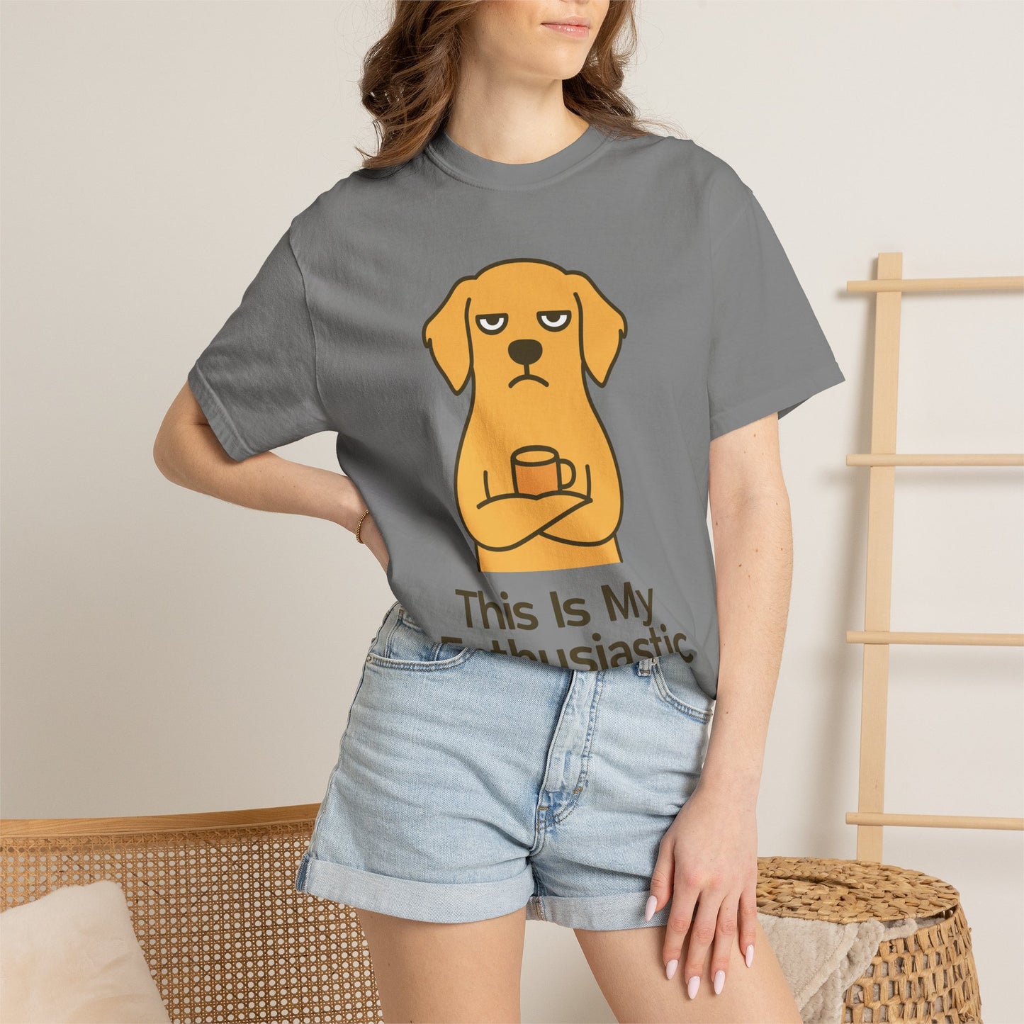 Funny Sarcastic Dog T-Shirt-"this is my enthusiastic face"