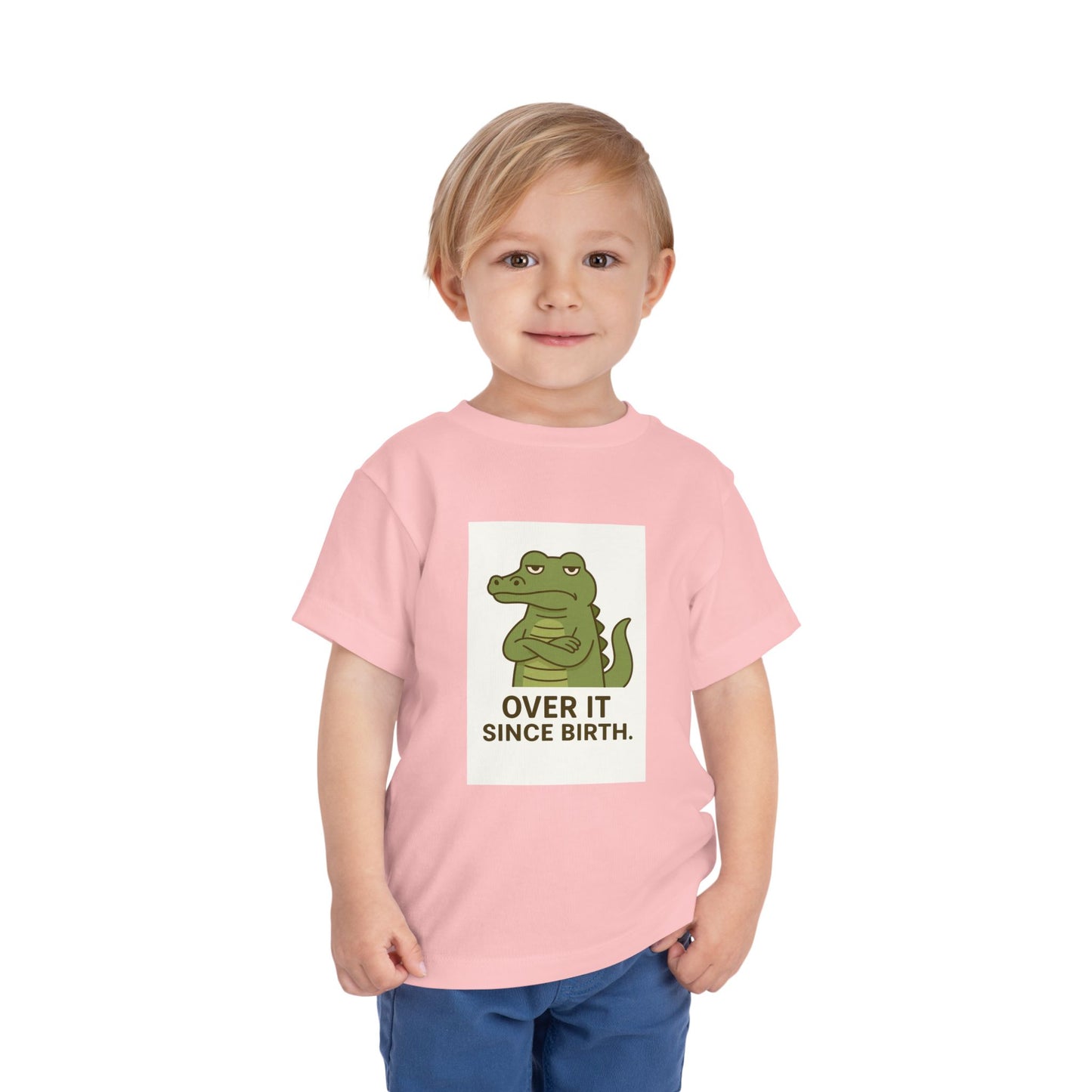 Toddler Tee — "Over It Since Birth" Alligator Graphic