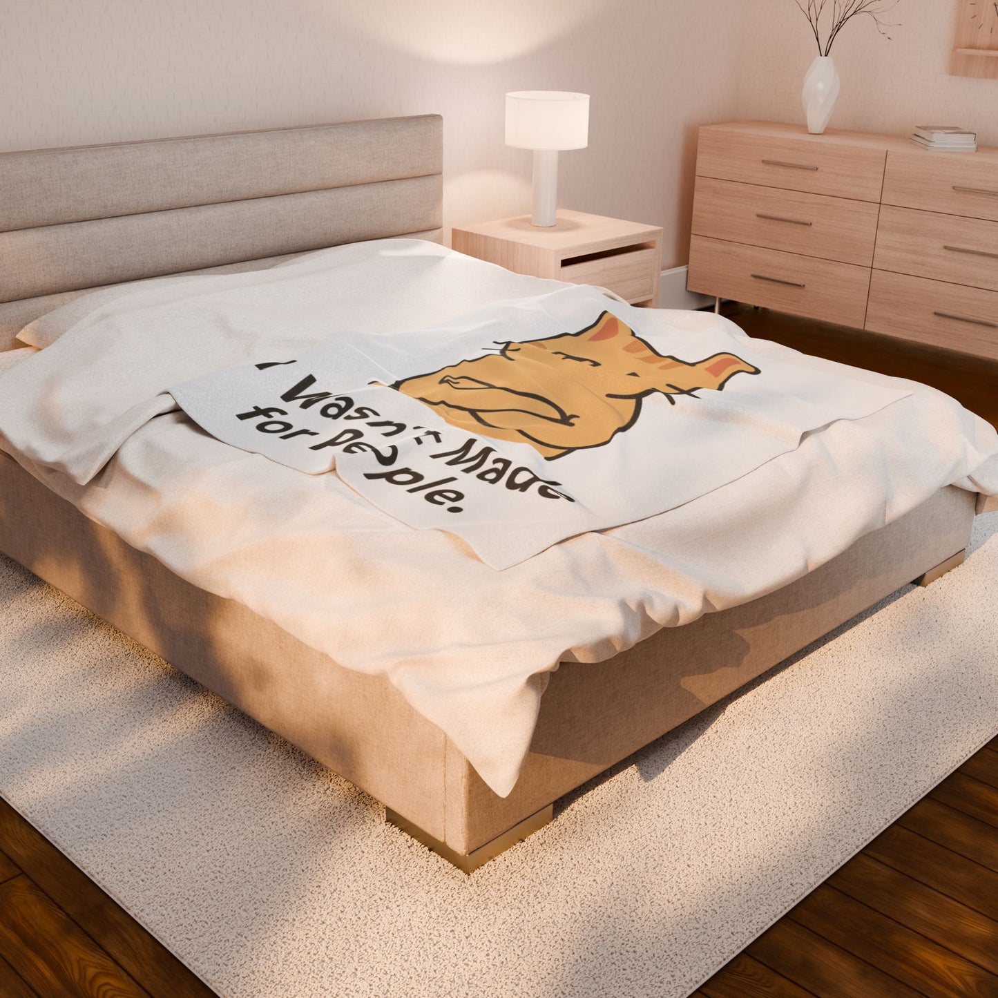 Grumpy Cat Velveteen Plush Blanket – "I Wasn't Made for People" Cozy Throw for Cat Lovers