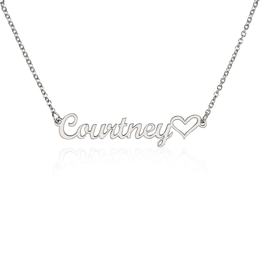 Personalized Heart Name Necklace – Custom Cursive Name Jewelry (Made in USA)