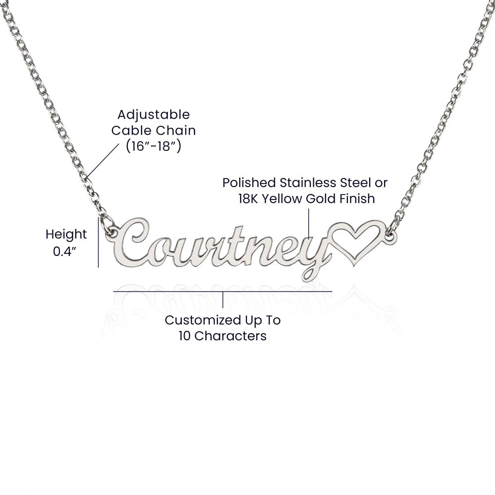 Personalized Heart Name Necklace – Custom Cursive Name Jewelry (Made in USA)