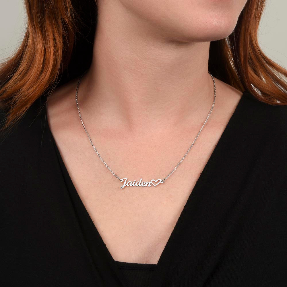 Personalized Heart Name Necklace – Custom Cursive Name Jewelry (Made in USA)