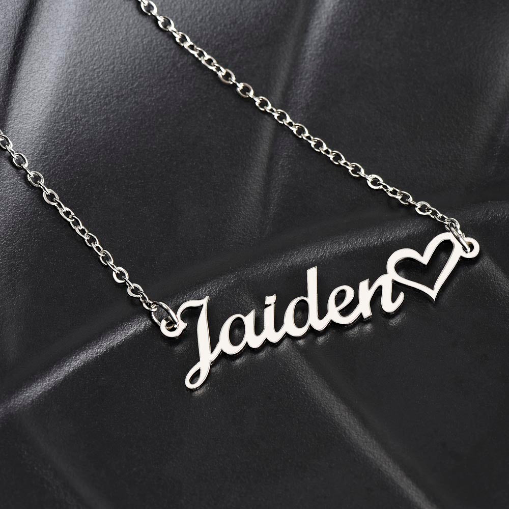 Personalized Heart Name Necklace – Custom Cursive Name Jewelry (Made in USA)