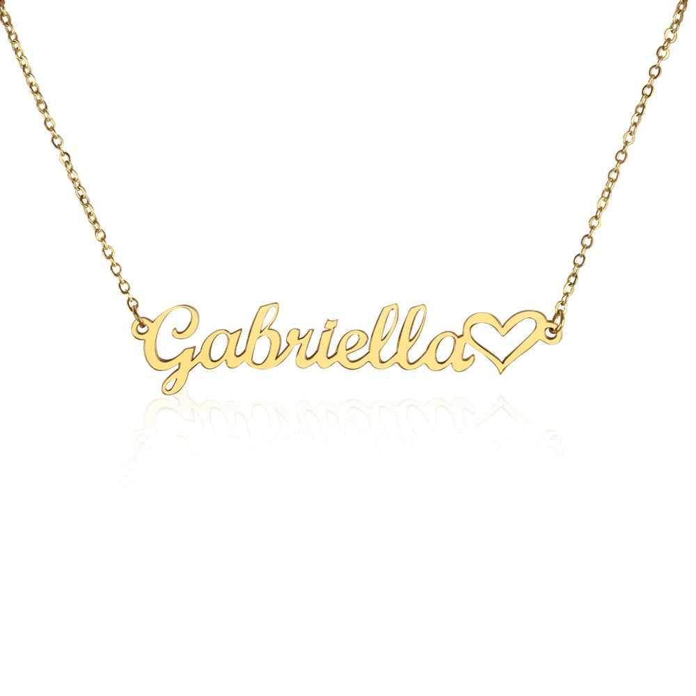 Personalized Heart Name Necklace – Custom Cursive Name Jewelry (Made in USA)