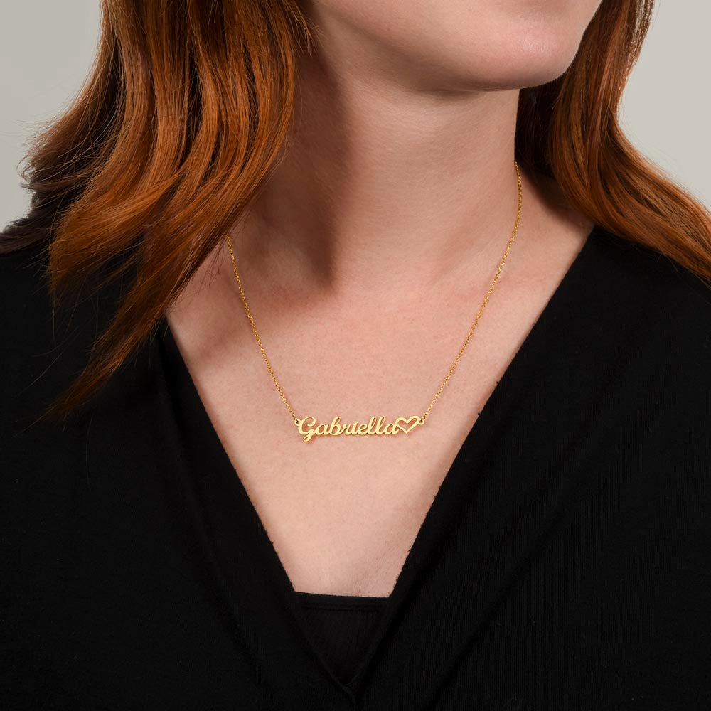 Personalized Heart Name Necklace – Custom Cursive Name Jewelry (Made in USA)