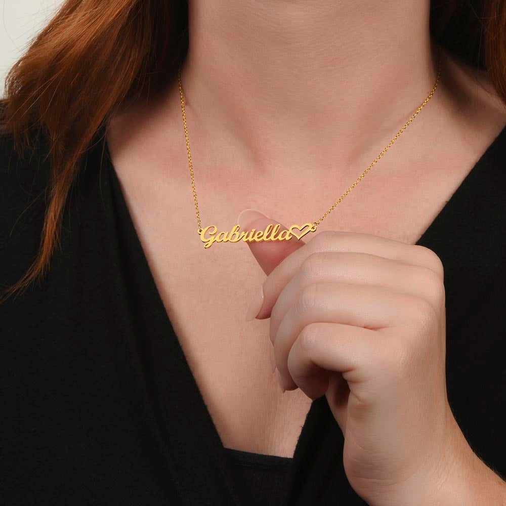 Personalized Heart Name Necklace – Custom Cursive Name Jewelry (Made in USA)