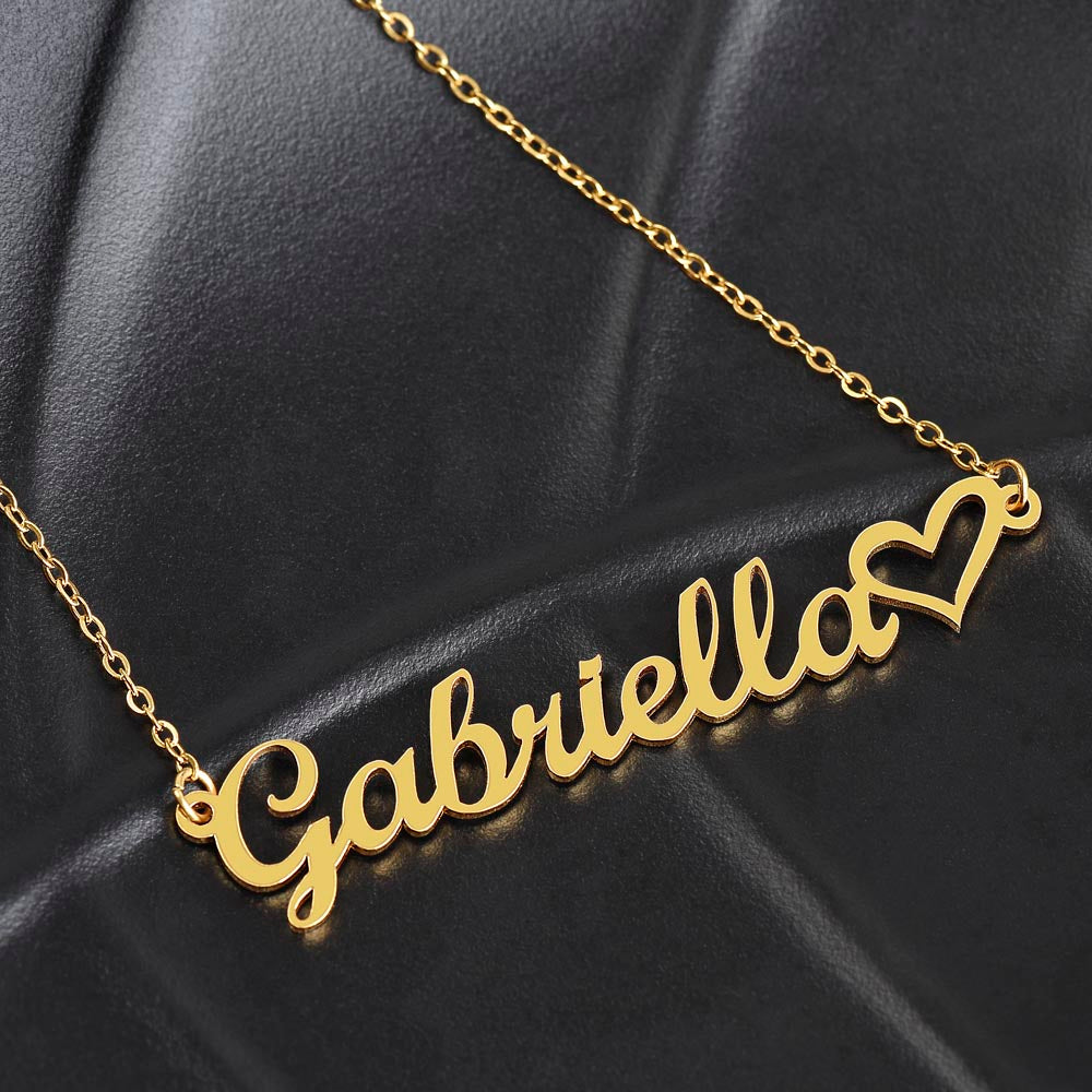 Personalized Heart Name Necklace – Custom Cursive Name Jewelry (Made in USA)