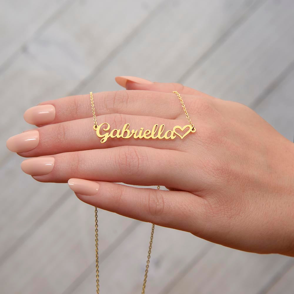 Personalized Heart Name Necklace – Custom Cursive Name Jewelry (Made in USA)