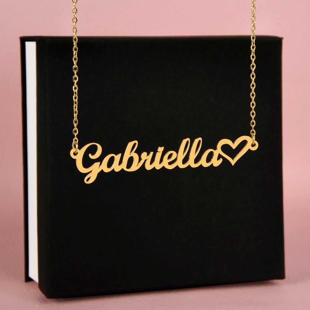 Personalized Heart Name Necklace – Custom Cursive Name Jewelry (Made in USA)