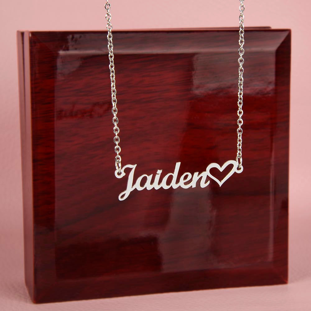 Personalized Heart Name Necklace – Custom Cursive Name Jewelry (Made in USA)