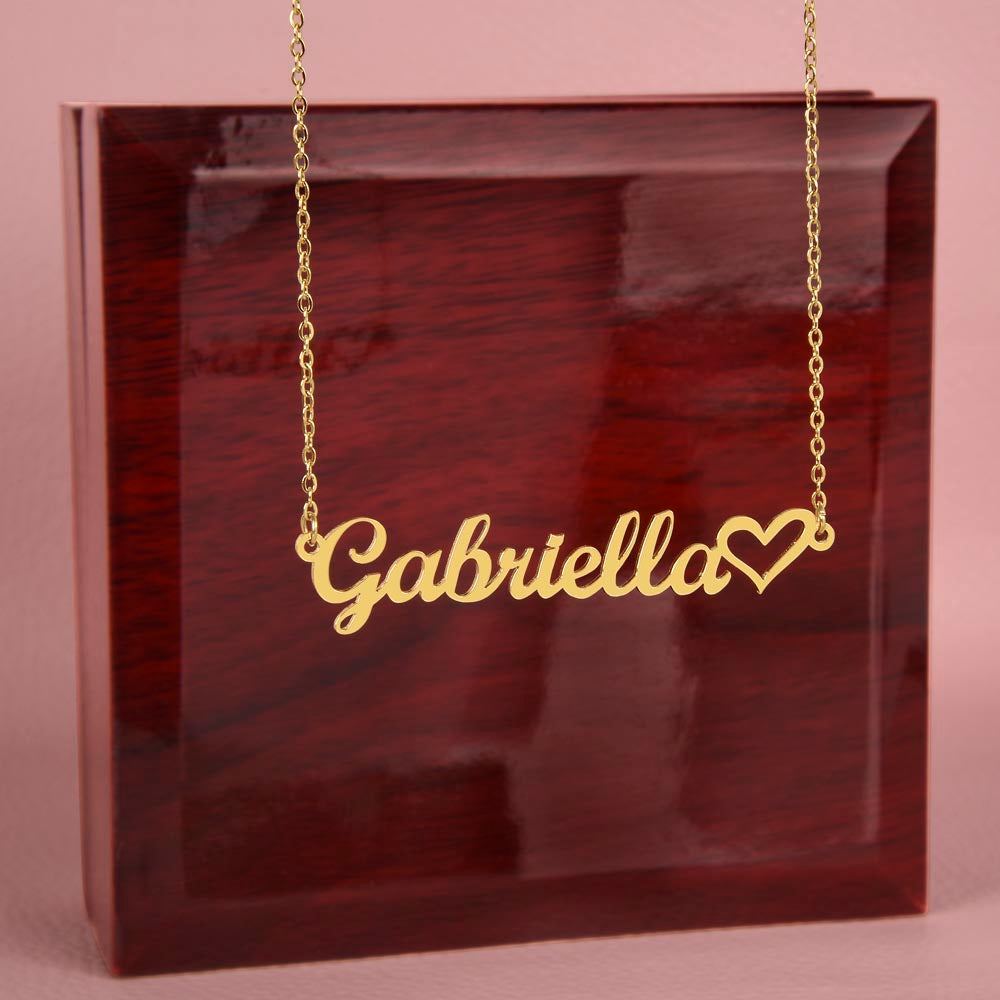 Personalized Heart Name Necklace – Custom Cursive Name Jewelry (Made in USA)
