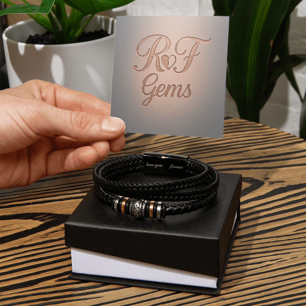 “Love You Forever” Engraved Braided Bracelet – A Timeless Symbol of Love | RF Gems